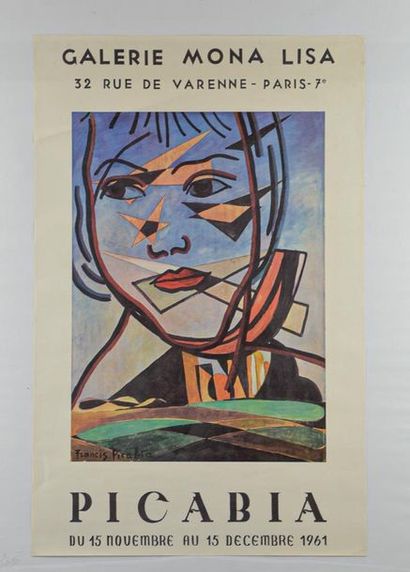 null PICABIA Affiche d'exposition Galerie Mona Lisa, 1961. 71 x 45,5 cm.