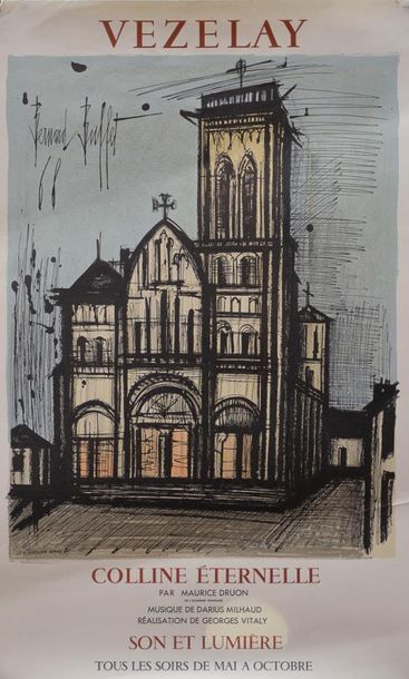 null Bernard BUFFET (1928-1999) "Vezelay" Show poster, 1968. Sorlier lith. 53 x 33...