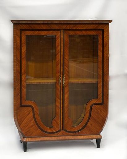 null Glazed bookcase with rosewood veneer and rosewood with marquetry decoration...