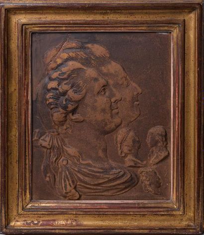 null [SOUVENIR HISTORIQUE] "Portraits de profil de Louis XVI, de Marie-Antoinette,...