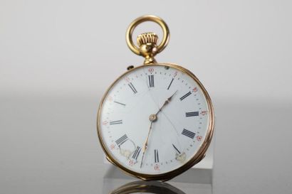 null Gusset watch in yellow gold, enamelled dial, Roman numerals for the hours and...