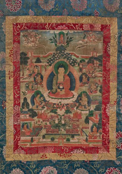 null TIBET - XIXe siècle

Thankga, détrempe sur toile, Amithaba assis au centre,...