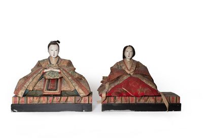 null JAPON - Epoque MEIJI (1868 - 1912)

Couple de poupées en bois et gofun vêtu...
