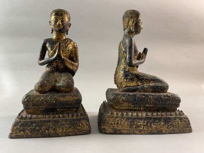 null THAILANDE, Ratanakosin - XIXe siècle

Paire de statuettes en bronze à patine...