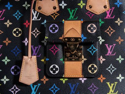 null LOUIS VUITTON. Modèle Alma Multicolor sur fond noir. Grand modèle. 