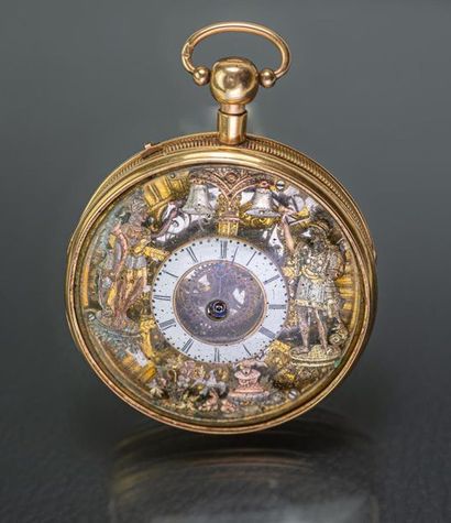 null MONTRE de gousset à mécanisme BREGUET. Très rare montre à sonnerie dite JAQUEMART...