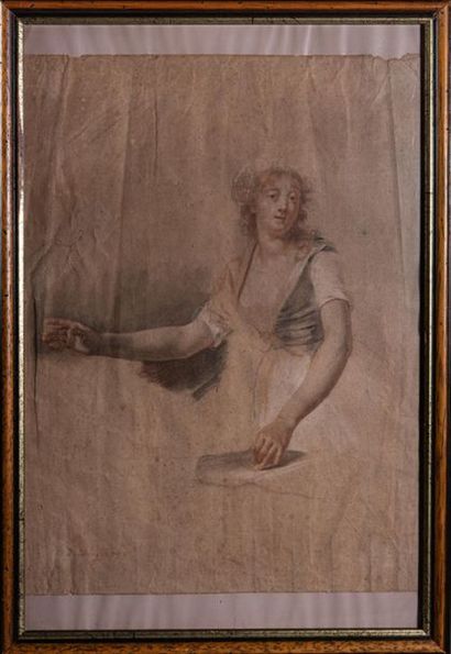 null Martin DROLLING (1752-1817) "Etude de femme" Trois crayons. Signé en bas à gauche...