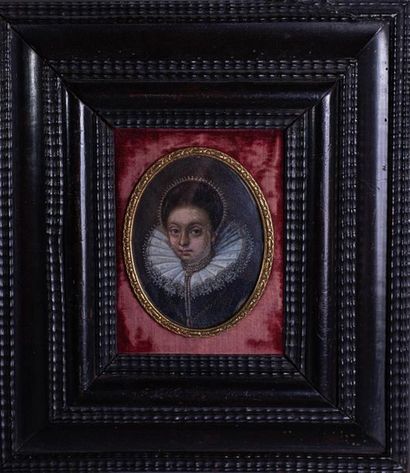 null ECOLE fin XVIe - début XVIIe "Portrait de la Duchesse Teresa de Richmond" Miniature...