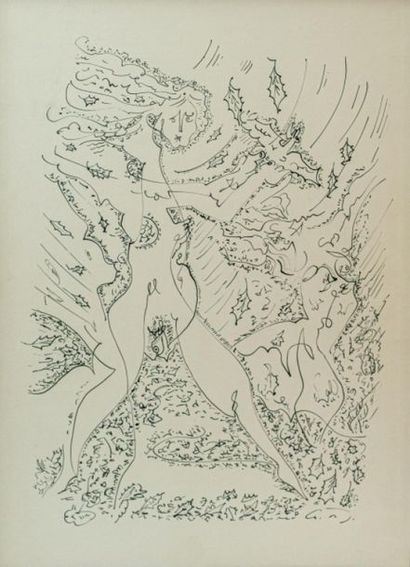 null André MASSON (1896-1987) "Femme nue" Encre monogramée en bas à droite. 
28 x...