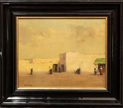 null Jeronimo MUÑIZ (1938) " Maisons marocaines" Huile sur toile signée en bas à...