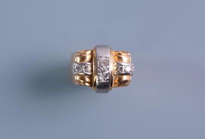 RING in 18 ct yellow and white gold with...