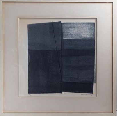 null Hans HARTUNG (1904-1989) "Composition bleue" Lithographie, signée au crayon...
