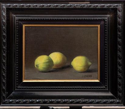 null Jeronimo MUÑIZ (1938) "Nature morte aux citrons" Huile sur toile, signée en...