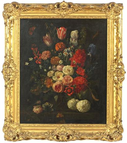 Nicolas Van VERENDAEL (Anvers 1640-1691) "Nature morte aux fleurs", Huile sur toile...