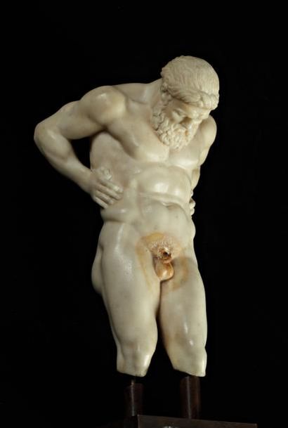 null "ATLANTE" en marbre blanc,dans le gout de la Renaissance, H: 18 cm