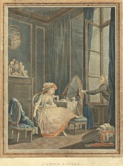 null "L'amour frivole", GRAVURE en noir, XVIIIe siècle (acc.)