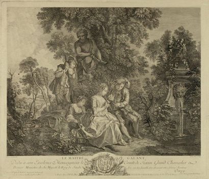 null "Le Maître galant", GRAVURE en noir, XVIIIe siècle
