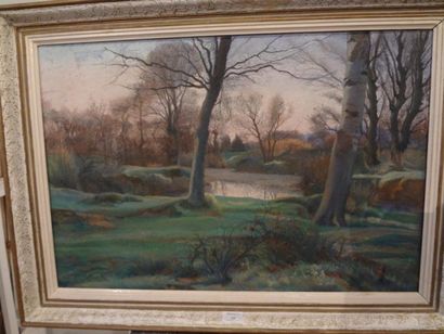 Noel MONTFORT ( ?) « L'étang », Pastel, signé en bas à droite et daté 1913, 58 x...