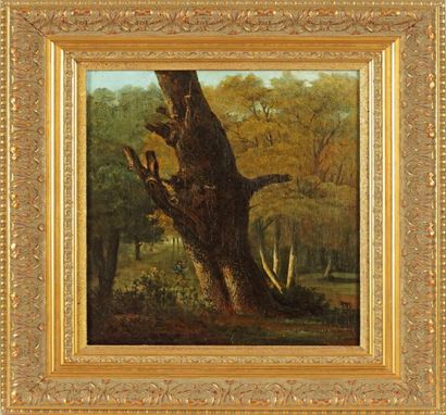 BRUANDET Lazare (1755-1804) "Garde-chasse et son chien en forêt de Fontainebleau"...