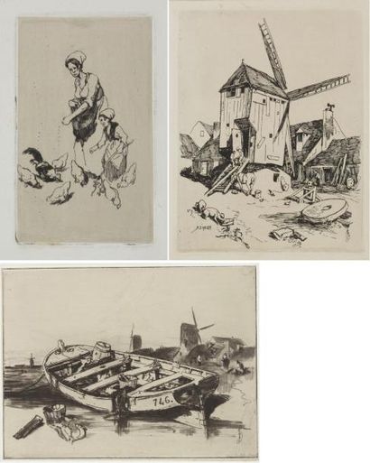 HERVIER Louis Adolphe (1818-1879) « Rare ensemble de gravures » 30 gravures à l'eau...