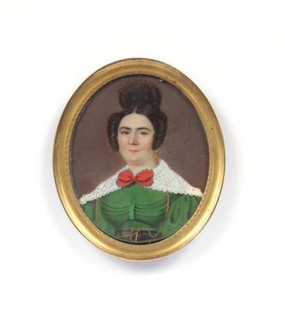 null Entourage de Ferdinand Mach éra (Dôle, 1776 - Lyon, 1843). Femme en chignon...