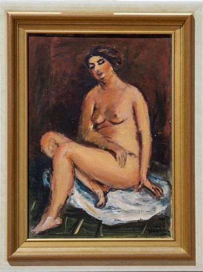 null Henri HAYDEN (1883-1970) "Seated Nude" Oil on canvas signed lower right. 

46.5...