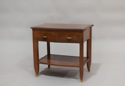 null ART DECO CHEVET in veneer with curved front and sides opening with a drawer...