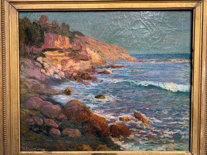 null Stany SASSY (active in the 20th century) "Mediterranean Coast" Oil on canvas...