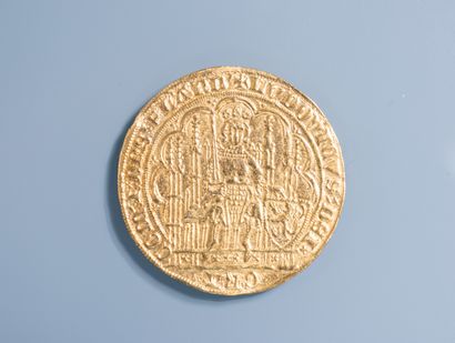 null BELGIUM Flanders, LOUIS DE MÂLE ( 1346-1384). Golden shield with chair. Fr 163....