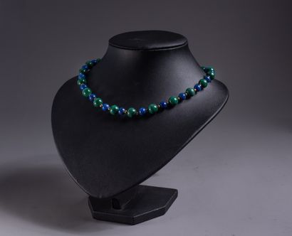 NECKLACE OF malachite beads alternated with...