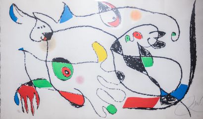 null Joan MIRO (1893-1983) "Jacques Prévert - adonide. 1975" Coloured etching on...