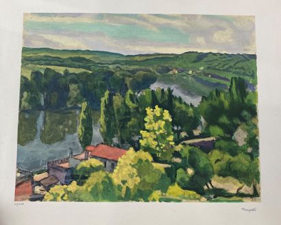 null Albert MARQUET (1875-1947) "Vue de bord de Seine" Lithograph, stamped "Marquet",...