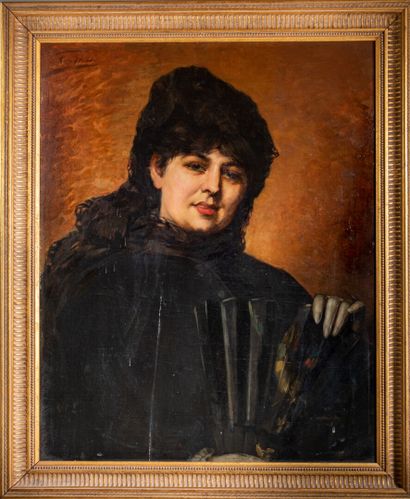 null Léon HERBO (1850-1907) "Portrait de femme" Huile sur panneau signée en haut...