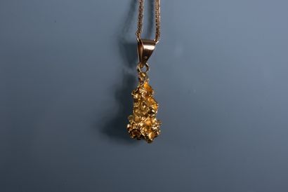 null GOLDEN PEPIT in pendant. In R. 

And its 18 ct gold chain with rectangular links....