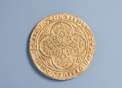 null BELGIUM Flanders, LOUIS DE MÂLE ( 1346-1384). Golden shield with chair. Fr 163....