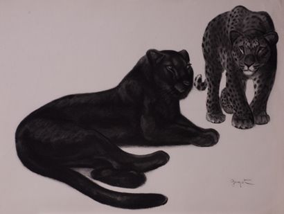 null Georges Lucien GUYOT (1895- 1973) "Panthère, lion, tigre, ours et aigle" Cinq...