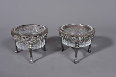 null PAIR OF crystal SALONS RETURNED FROM EGYPT, silver frame decorated with eagles...