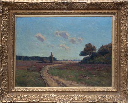 null Charles CARLOS-LEFEBVRE (1853-1938) "Paysage" Huile sur carton. 52 x 72 cm....