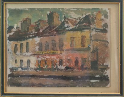 null RIOKAI OHASHI (1895-1966) "Bistrots" Oil on panel signed lower left, Paris....