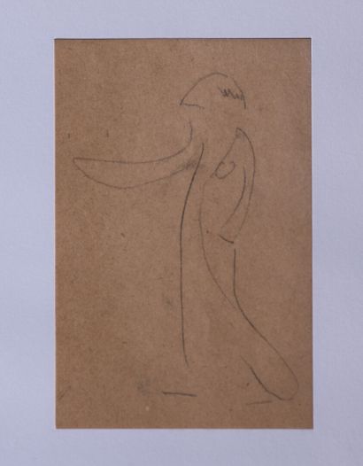 null Albert MARQUET (1875-1954) "Silhouette au chapeau", crayon sur papier, 10 x...