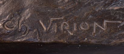 null Charles VIRION (1865-1946) "Eléphant chargeant" Bronze, signé sur la terrasse....
