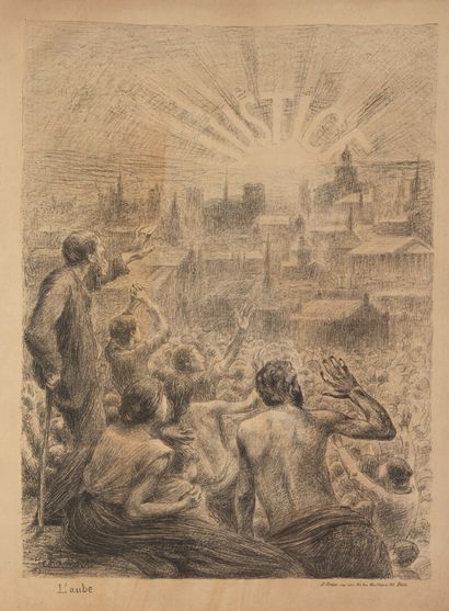 null Hippolyte PETITJEAN dit JEHANNET (1854-1929) "L'aube" Lithographie titrée. J....