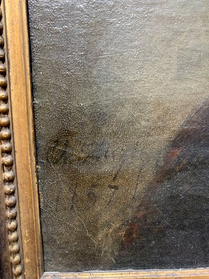 null ECOLE du XIXème siècle. "Portrait d'homme" Huile sur toile signée en bas à gauche...