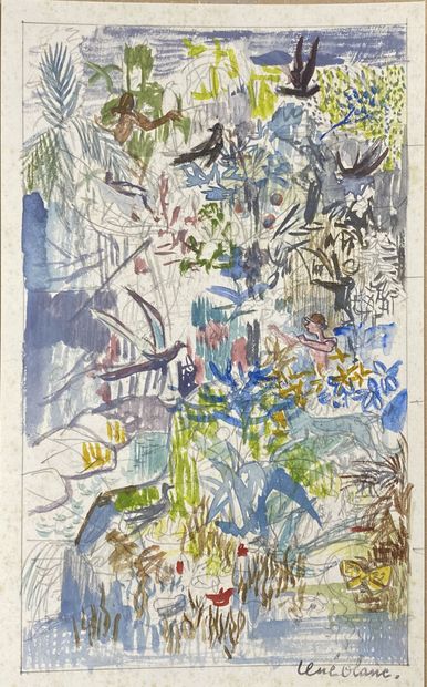 null René BLANC (1906-1987) "La forêt" Aquarelle et crayon sur papier signé du cachet...