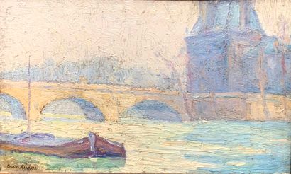 null Charles MENNERET (1876-1946) "Le pont Royal, Paris" Huile sur panneau signé...