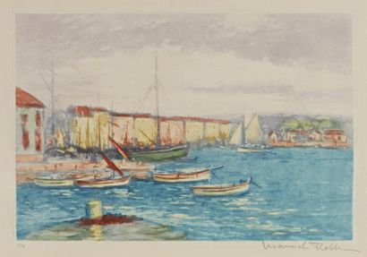 Manuel ROBBE (1872-1936) "Collioure" Aquatinte en couleur, signée au crayon en bas...