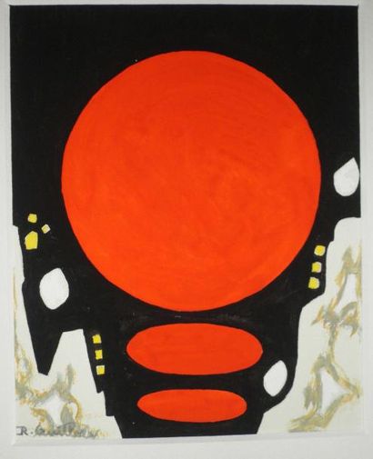 Roger QUILLERY (1914-1991) "Abstraction", Gouache sur papier, signée en bas à droite,...