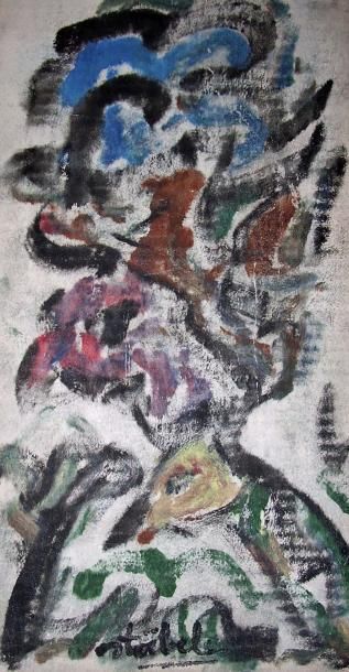 Edgar STOEBEL (1909-2001) "Les Oiseaux", Gouache sur papier, signée en bas au milieu,...