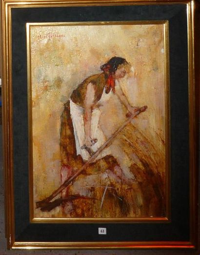 Michel DE GALLARD (1921-2007) "La faucheuse" Huile sur toile, 56 x 39 cm
