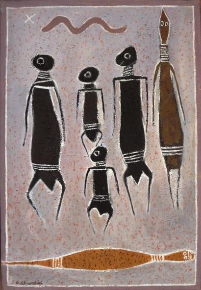 Didier CHIARABINI (Xxe siècle) « Famille Africaine », Technique mixte sur toile,...